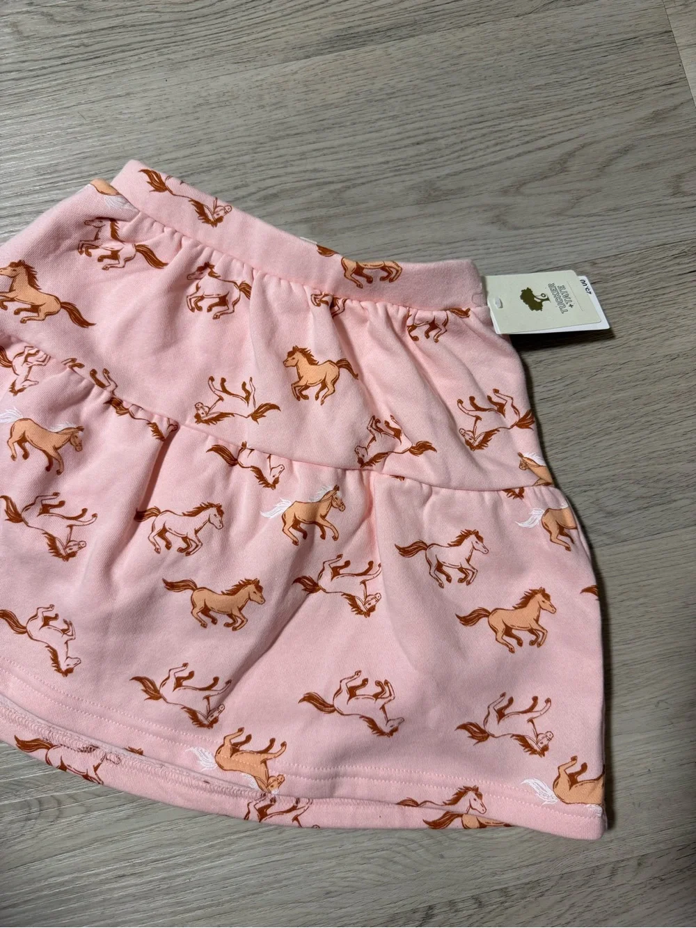 NWT Tucker + Tate Kids Tiered Knit Skort In Pink English Horses Girls Size 6